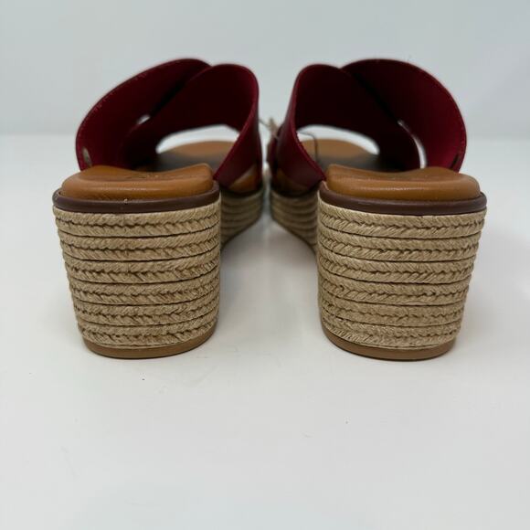 Bertuci Leather Sandals Women's 9.5 (41) Red Espadrilles Wedge Heel Summer NWT - Picture 7 of 15